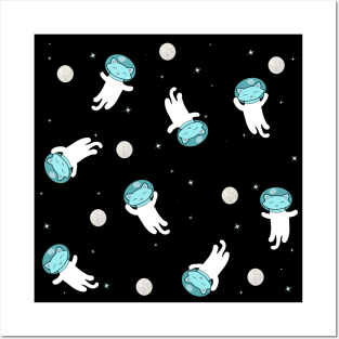 Cute cats floating in space Posters and Art